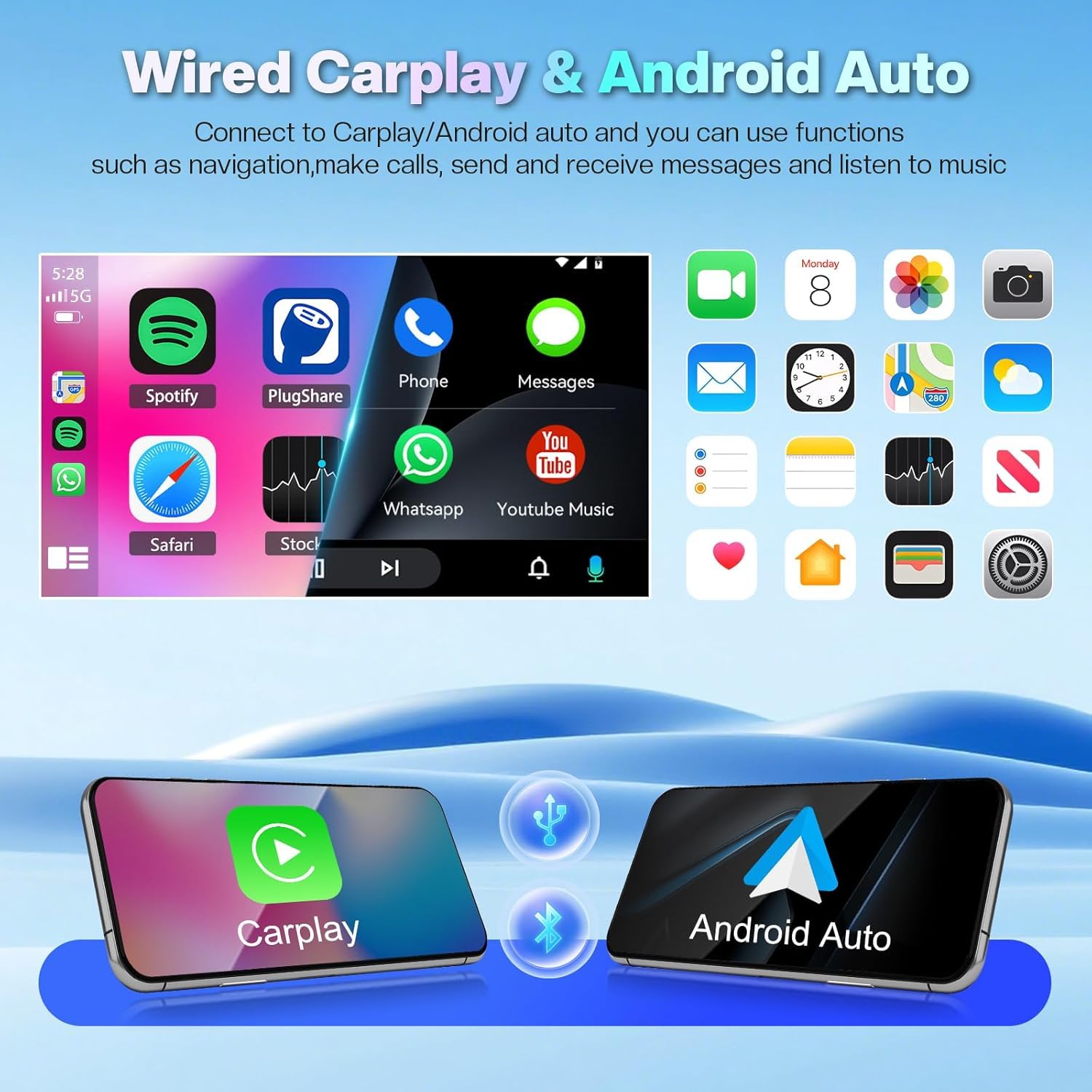 Autoradio Android 15 per Hon-da jazz city 2002-2007 con CarPlay wireless Android Auto Mirror Link touchscreen da 9'' Bluetooth navigazione GPS WiFi FM RDS telecamera posteriore(Size:8Core 4+32G)