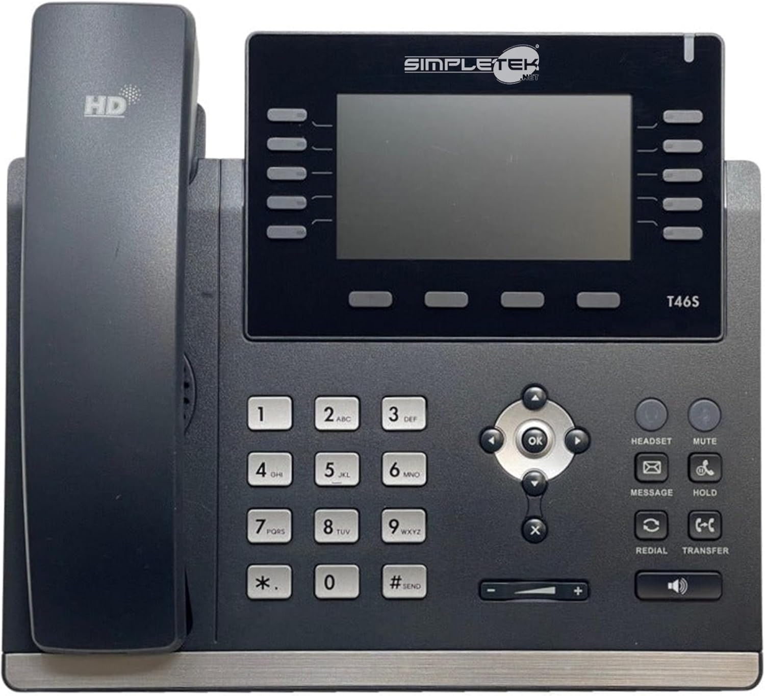 SIMPLETEK - Profesjonalny gigabitowy telefon IP PoE, kolorowy wyświetlacz 4,3", 16 kont VoIP, Audio HD, port USB (odnowiony)