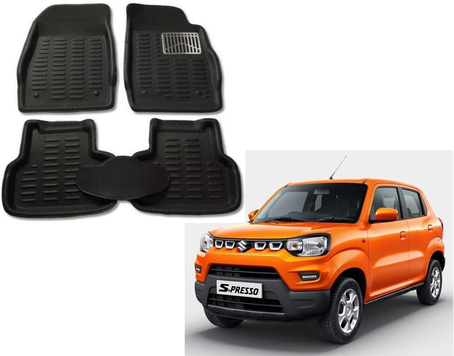 Kozdiko 3D Floor Mats for Maruti Suzuki S-Presso Black