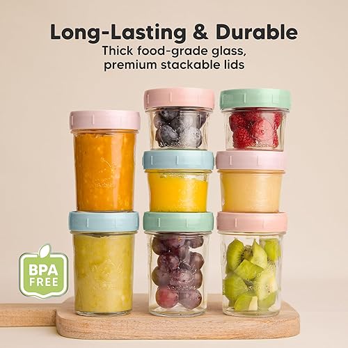 Miniatura 5 de KeaBabies Recipientes de comida para bebés, paquete de 4 y 12 unidades, tarros de 8 oz y 4 onzas a prueba de fugas para microondas con tapas,