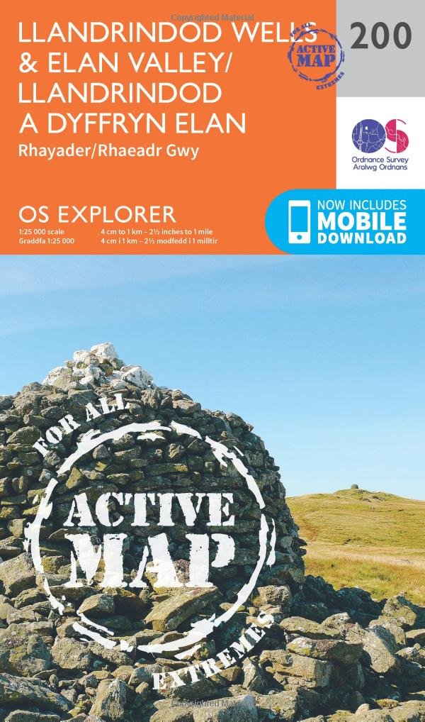 Llandrindod Wells & Elan Valley / Llandrindod a Dyffryn Elan Map | Weatherproof | Rhayader / Rhaeadr Gwy | Ordnance Survey | OS Explorer Active Map 200 | England | Walks | Hiking | Maps | Adventure