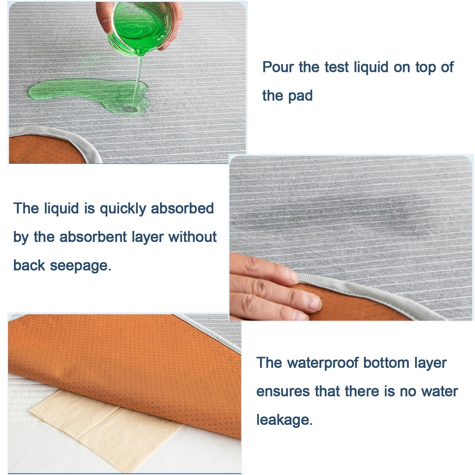 Empapadores Cama Adultos Verano Fibra De Lactancia Tejidos Lavables Impermeables Antideslizantes Incontinencia Protector De Cama for Cama Sofá, Suelo(Gray,180x200cm)