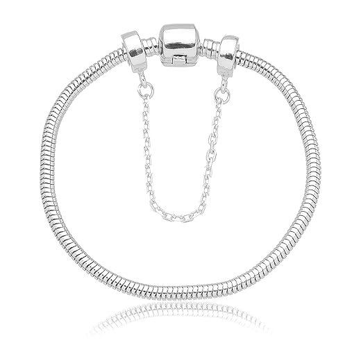 Pulseira Berloque Com Trava de Segurança Banhado a Prata 925