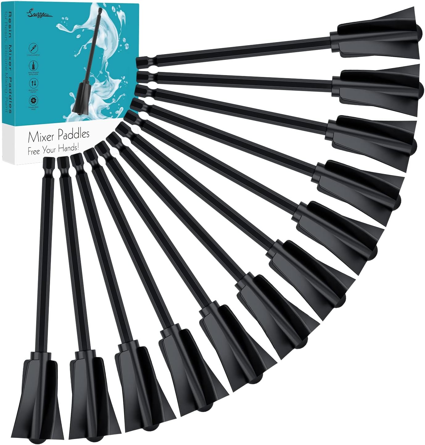 Resin Mixer Paddles, Suzzam 12 Pcs Epoxy Mixing Paddle Paint Mixer for