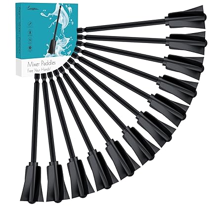 Resin Mixer Paddles, Suzzam 12 Pcs Epoxy Mixing Paddle Paint Mixer for Drill, Reusable Paint Stirrer for Resin, Silicone Mixing, Paint