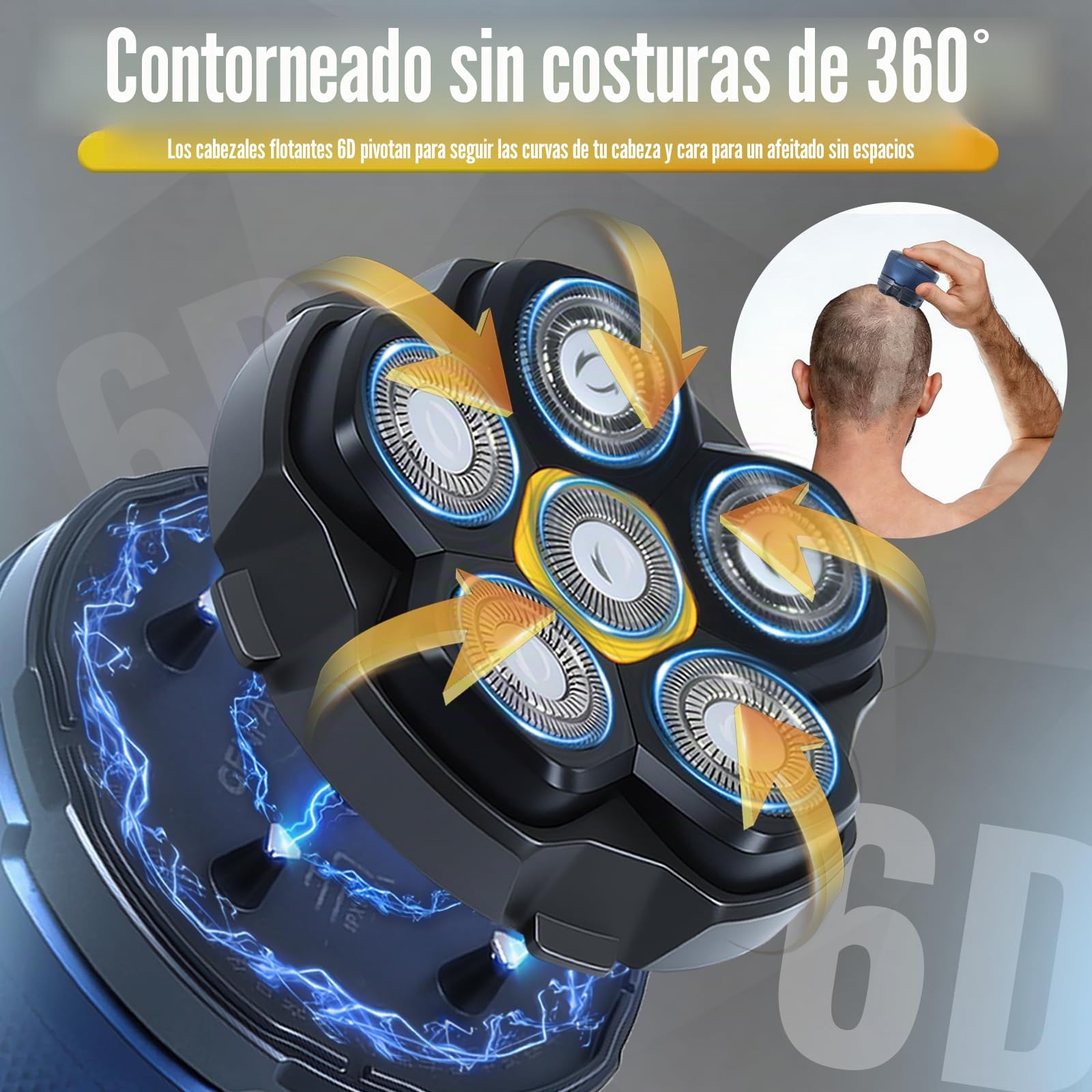 Cabezales de afeitar magnéticos de 6 cuchillas de repuesto para muchas máquinas de afeitar eléctricas magnéticas 6D, compatibles con DOAO, Kensen, JoyKoi y Kibiy. (3 piezas)