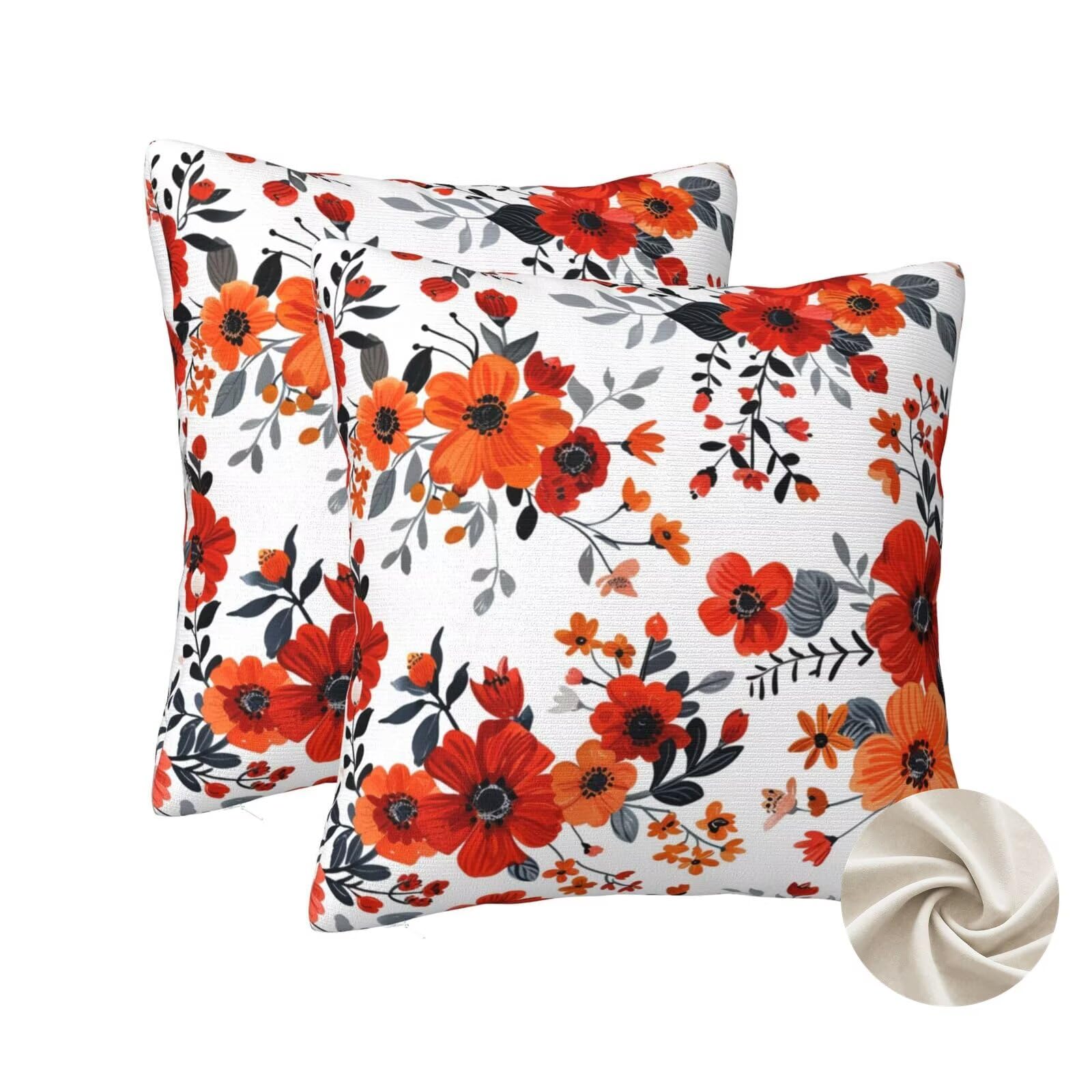 Housses de coussin 70x70 cm orange : rajeunissez votre canapé usé avec des motifs fleurs
