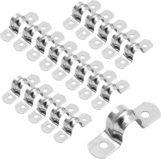 30Pcs M12 Rigid Pipe Strap, 1/2" Stainless Steel 2 Holes Cable U Bracket Pipe Clamp for Fixing Pipe or Cable, 0.47" Width