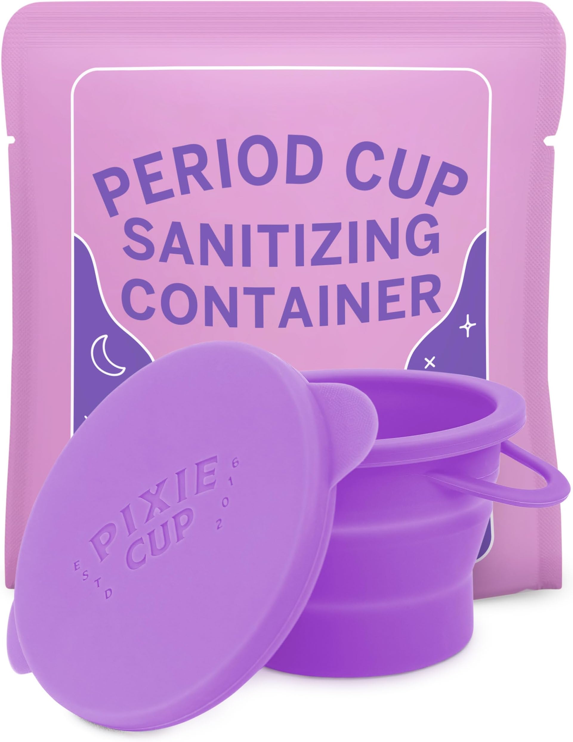 Pixie Menstrual Cup Compact Sterilizer for Feminine Care - Good for Public Restrooms, Camping or Dorms - Collapsible Cleaner Container for Your Menstrual Disc & Period Cup - Microwavable - Reusable
