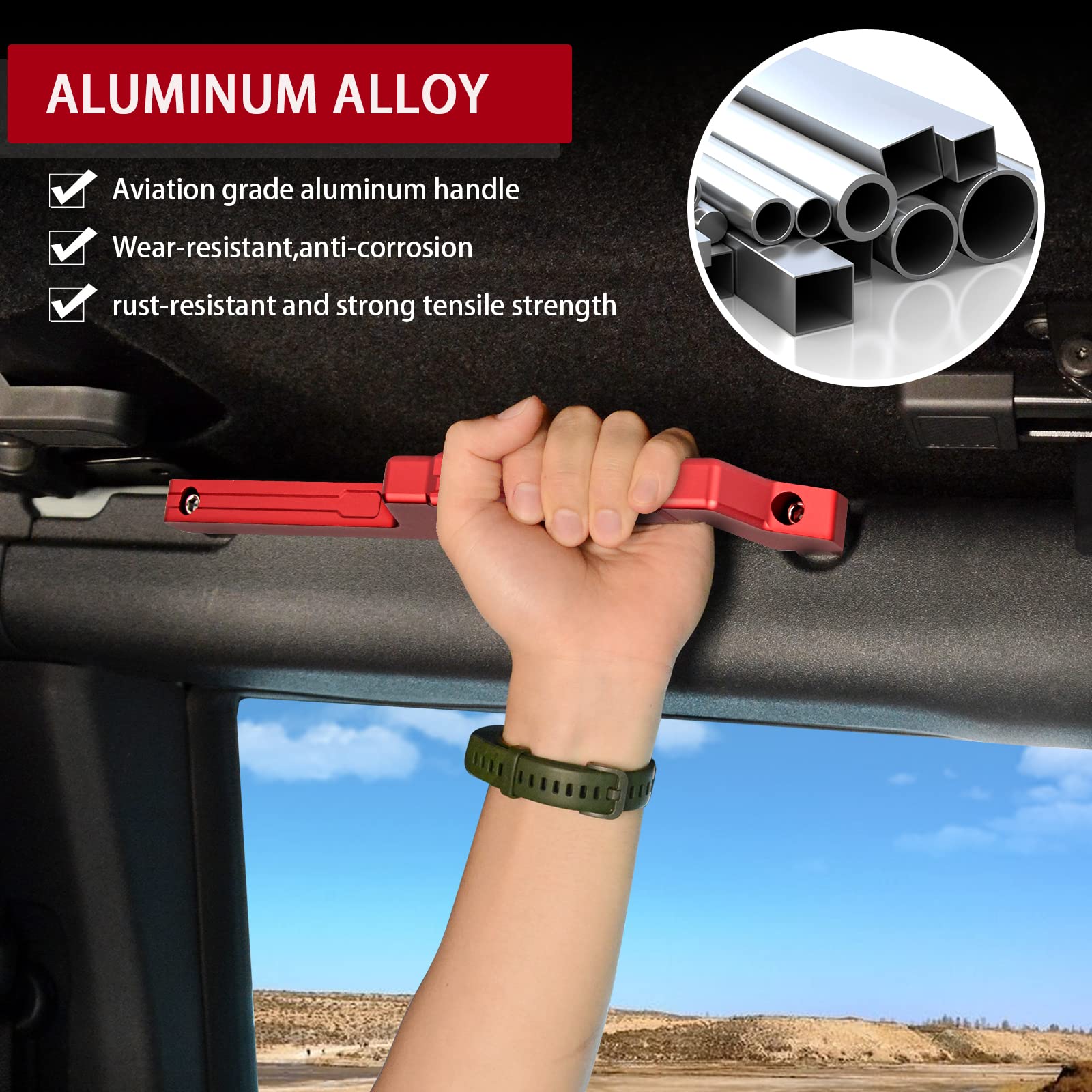 4Pcs Car Grab Handle For Ford Bronco 2021 2022 Roll Bar Armrest Top Grab Handles Grip Bar Pulling Tab Roll Bar Mount - 34