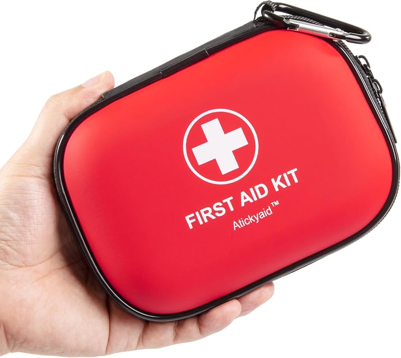 Mini botiquín de primeros auxilios - Botiquín médico pequeño impermeable de carcasa dura de 120 piezas | Suministros de primeros auxilios de emergencia y botiquín de supervivencia para auto, hogar, oficina, viajes, camping, deportes, actividades al aire libre, escuela