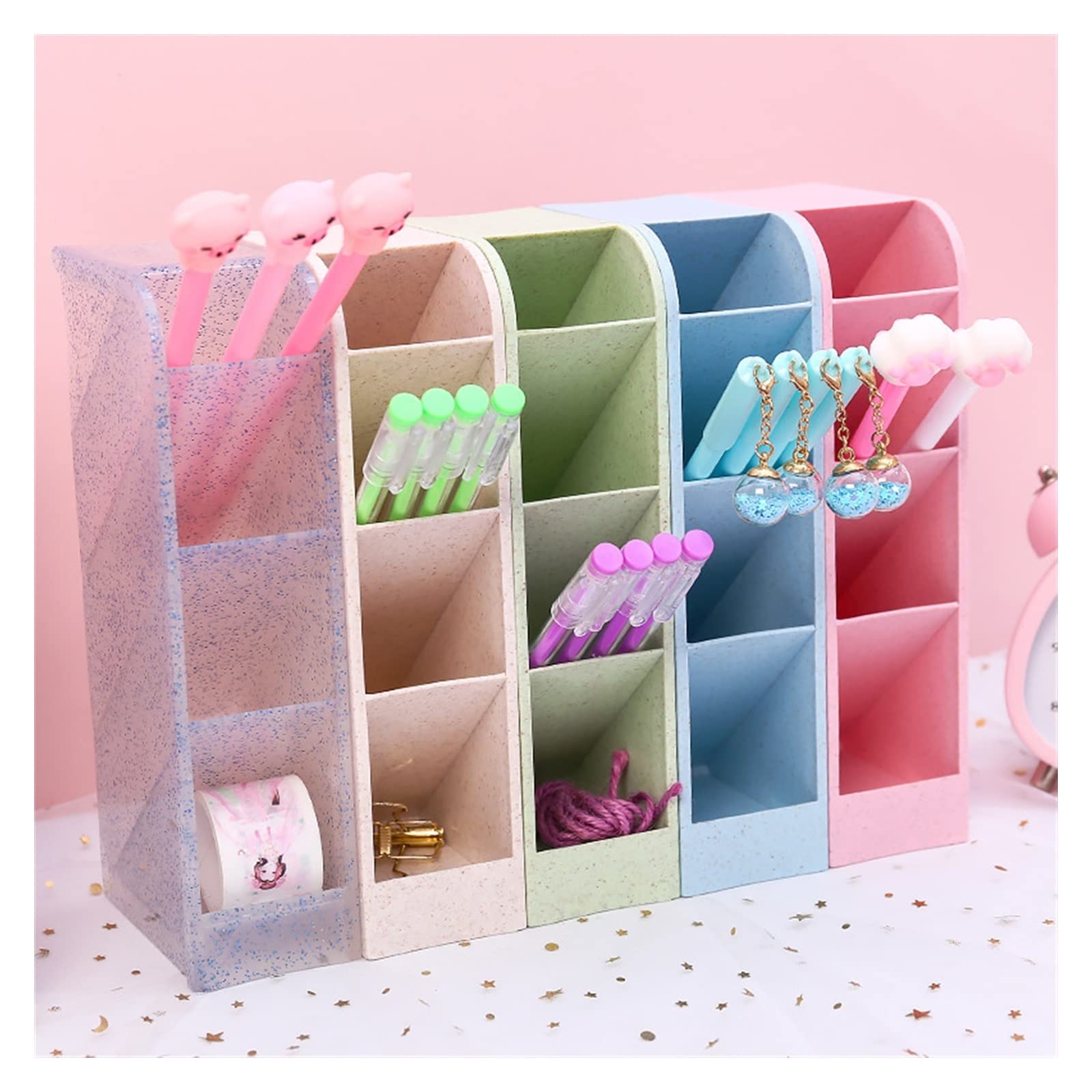 Stifteköcher Stiftbecher Schreibtisch-Stifthalter, Bleistift, Make-up-Organizer, Schreibtisch-Organizer for Kosmetik, Kunststoff-Aufbewahrungsbox, Schule, Büromaterial Stifteköcher Schreibtisch ( Colo