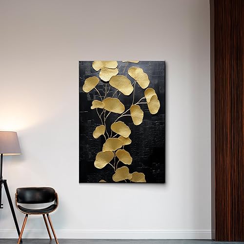 Miniatura 3 de Original Ginkgo biloba Print On Canvas, Modern Textured Gold Wall Art, Abstract Gold Leaves Print, Living room Wall Decor, Home Decor, Wall