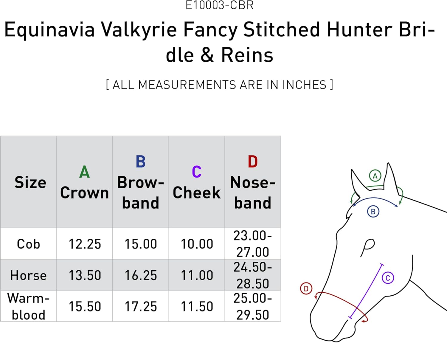 Equinavia Valkyrie Fancy Stitched Padded Cavesson Hunter Bridle with Reins