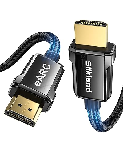 Silkland 8K HDMI ARC/eARC Cable 2.1 for Soundbar 10ft, 8K@60Hz, 4K@120Hz Ultra High Speed HDMI Cord, Dolby Atoms, 48Gbps HDR10, HDCP 2.2&2.3 Compatible for Vizio Samsung Bose Sound bar, UHD TV,Blu-ray