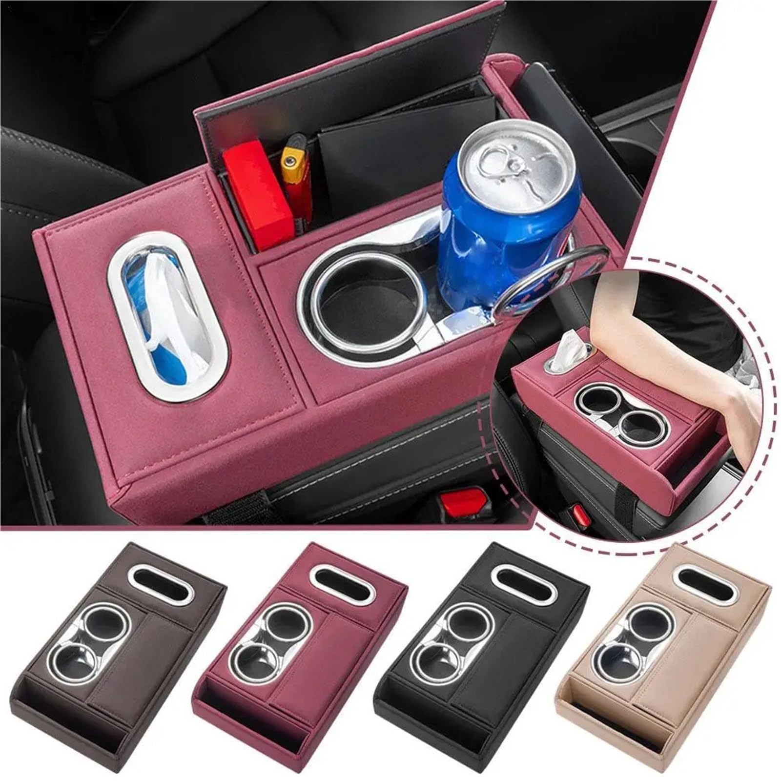 Middenconsole-pad Organizer Konsoli Środkowej Wodoodporny Organizer Ze Skóry PU Organizer Do Przechowywania W Konsoli Środkowej Podkładka Podwyższająca Do Schowka(Black)