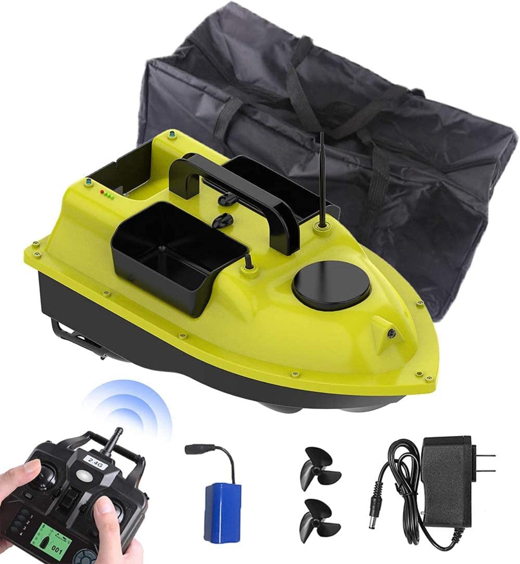 Boat de pêche à la télécommande 500m avec GPS et double vitesse LED