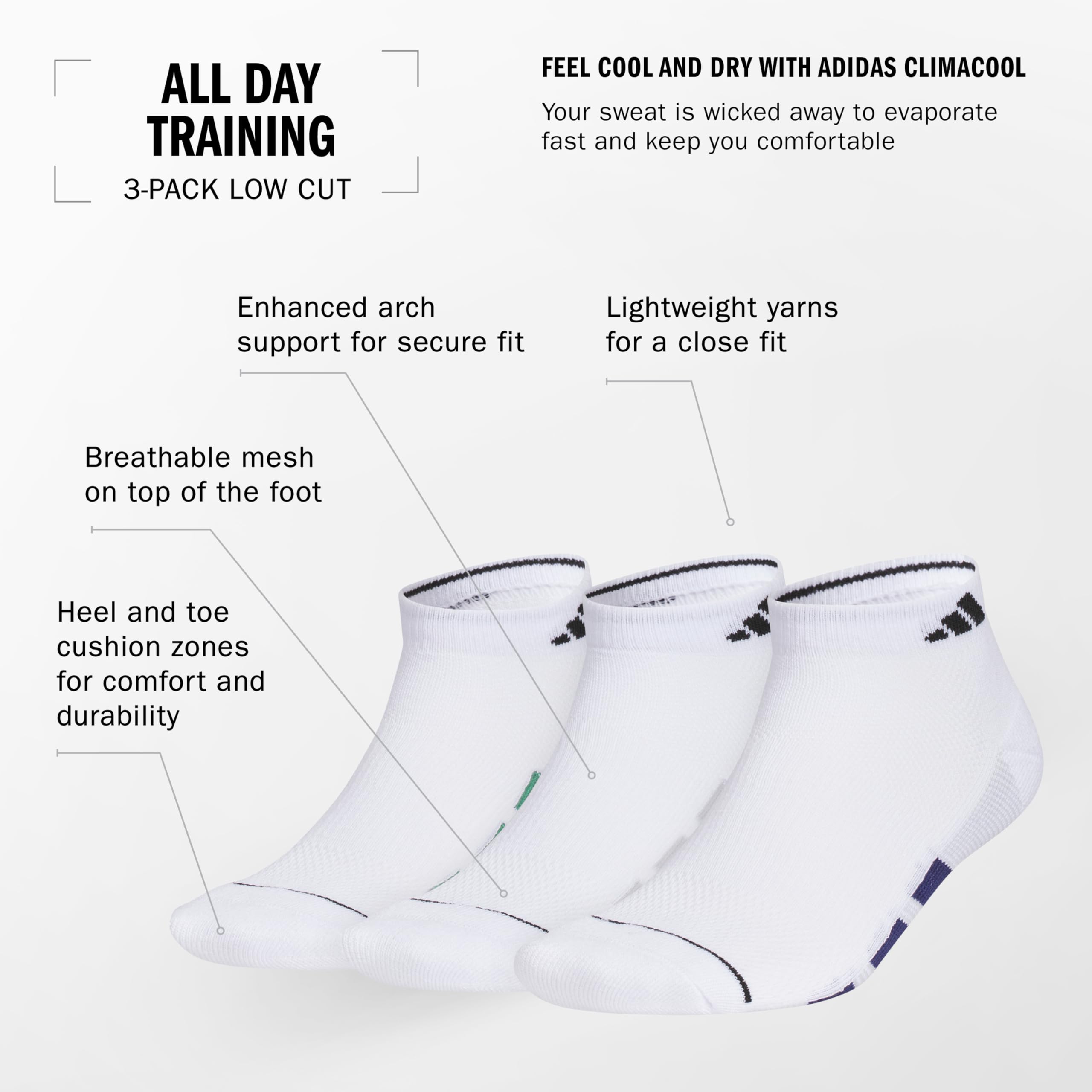 adidas Herren Niedrig geschnittene Socken (3er Pack)