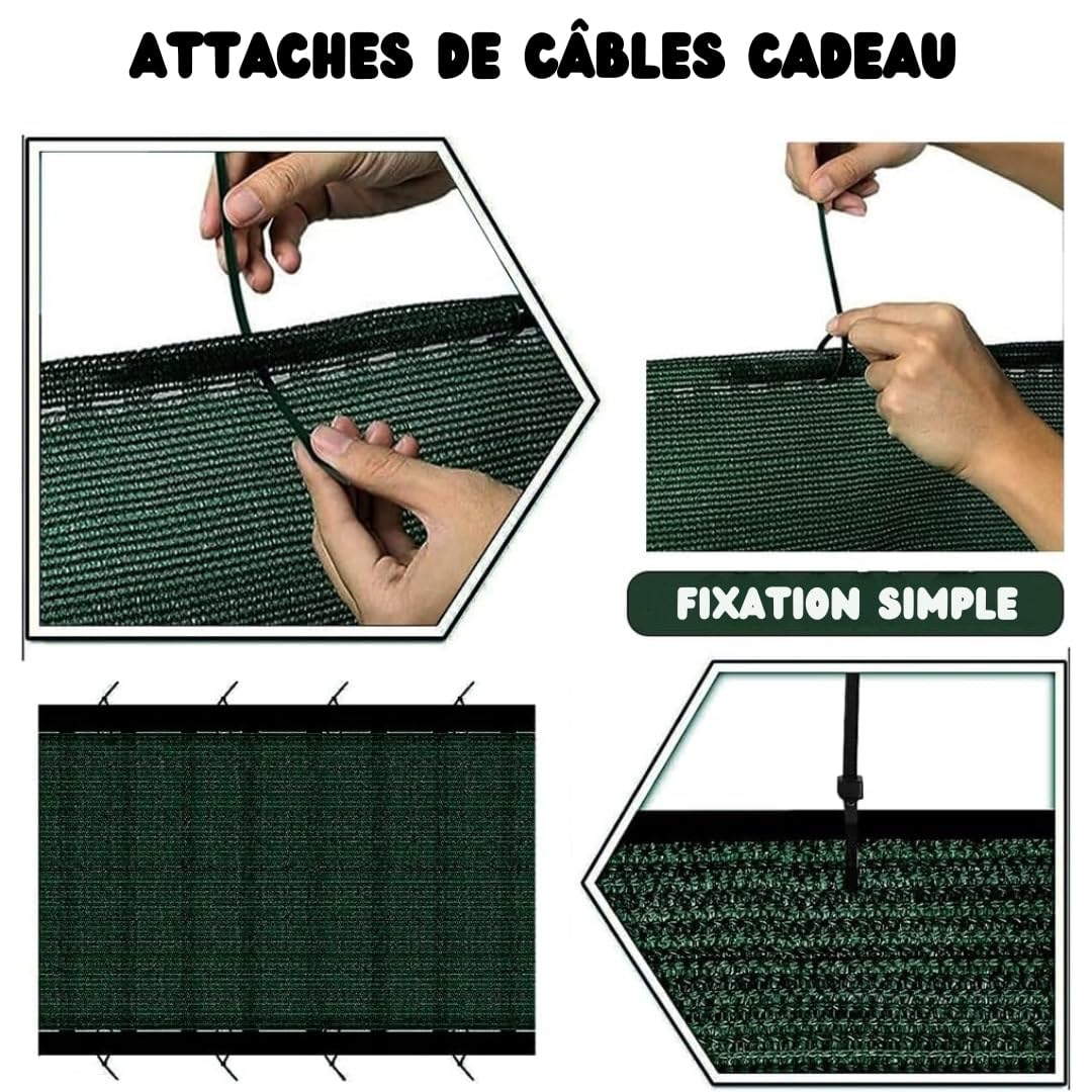 Brise Vue Jardin Vert 2 X 10 Metres +50 Colliers De Serrage Bache De Protection Exterieur pour Cloture De Jardin, Brise Vue Privacy 80%, Brise Vue Balcon Resistant Aux Intemperies