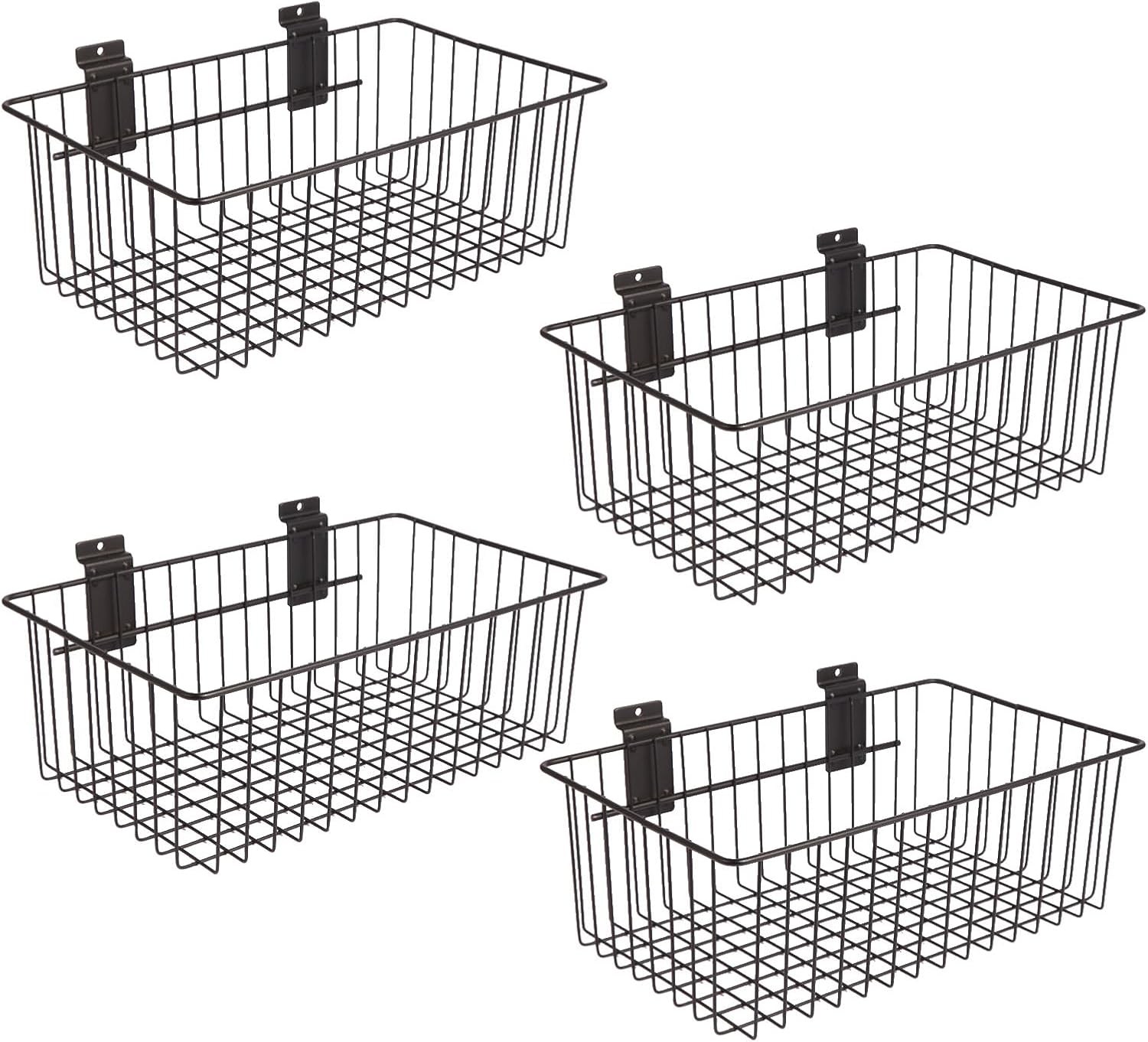 Slatwall Basket, Black (14⅝” x 6⅝", 4-Pack)
