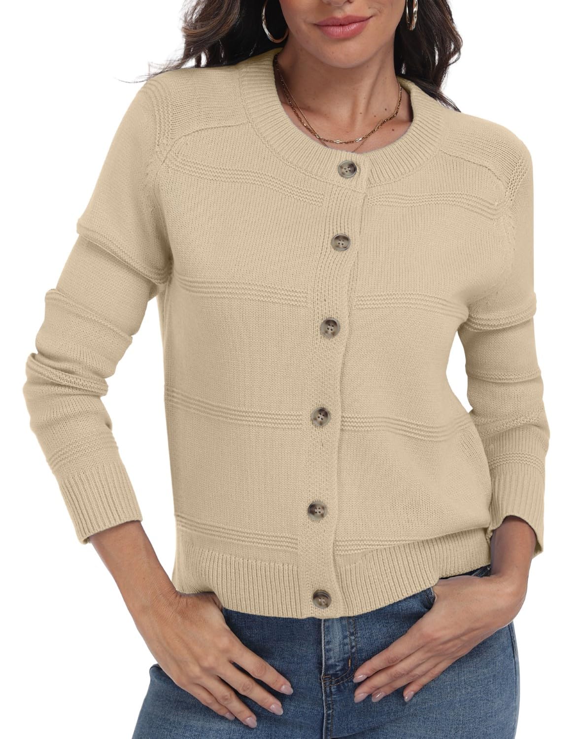 PrinStory Cardigan da donna UK in maglia a trecce a maniche lunghe con bottoni sul davanti maglione aperto sul davanti elegante capispalla