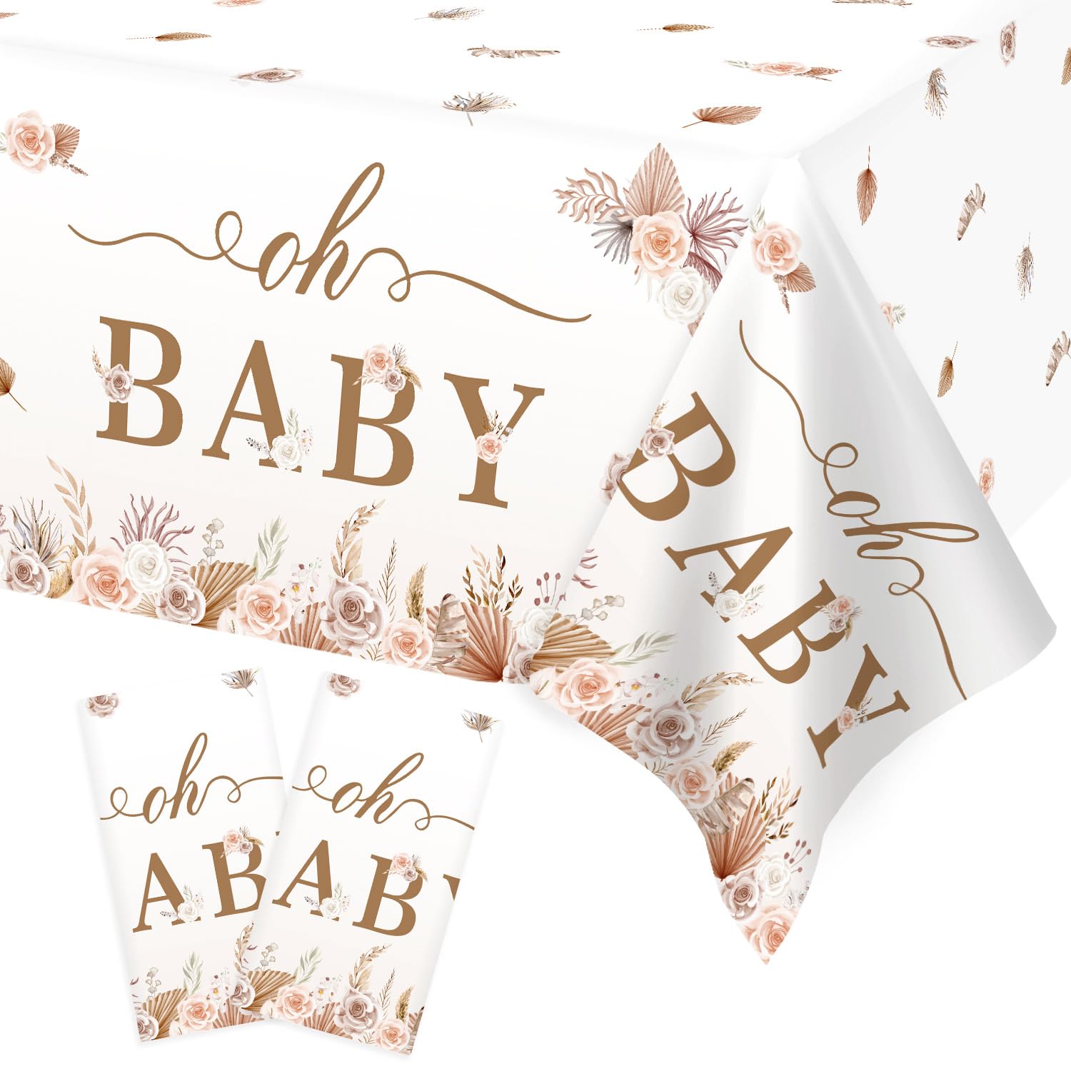 LLianxuia Teeparty-Tischdecken-Set – 3 Stück, Je 137x274 Cm, Frühlingsblumen-Design | Kunststoff, Wasserdicht, Für Gartenparty, Hochzeit, Geburtstag