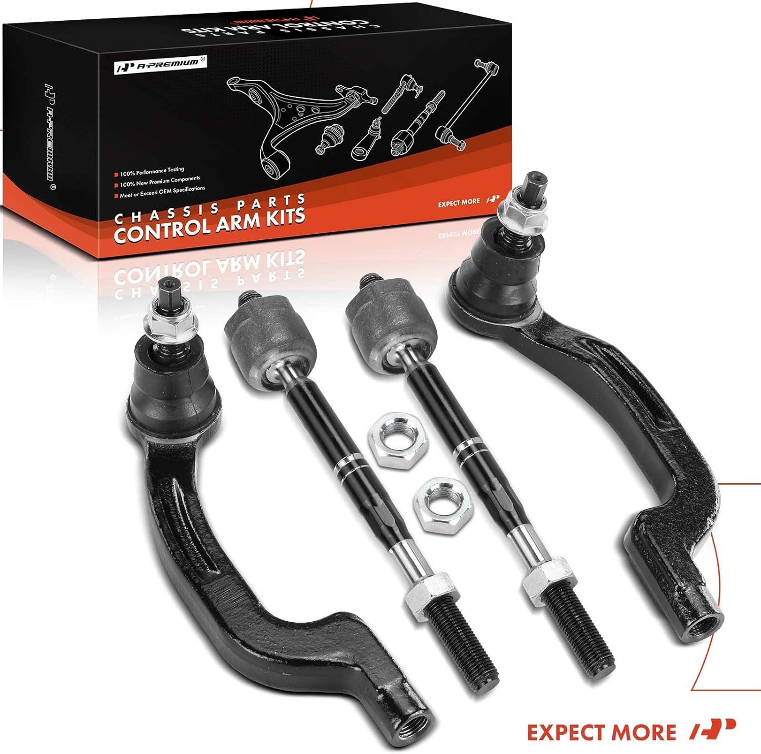 A-Premium Set of 4, Front Inner & Outer Tie Rod End Kit, Compatible with Mercedes-Benz CLA250 2014-2019, GLA250 2015-2020, CLA45 AMG 2014-2019, GLA45 AMG, B250e, B Electric Drive & Infiniti QX30