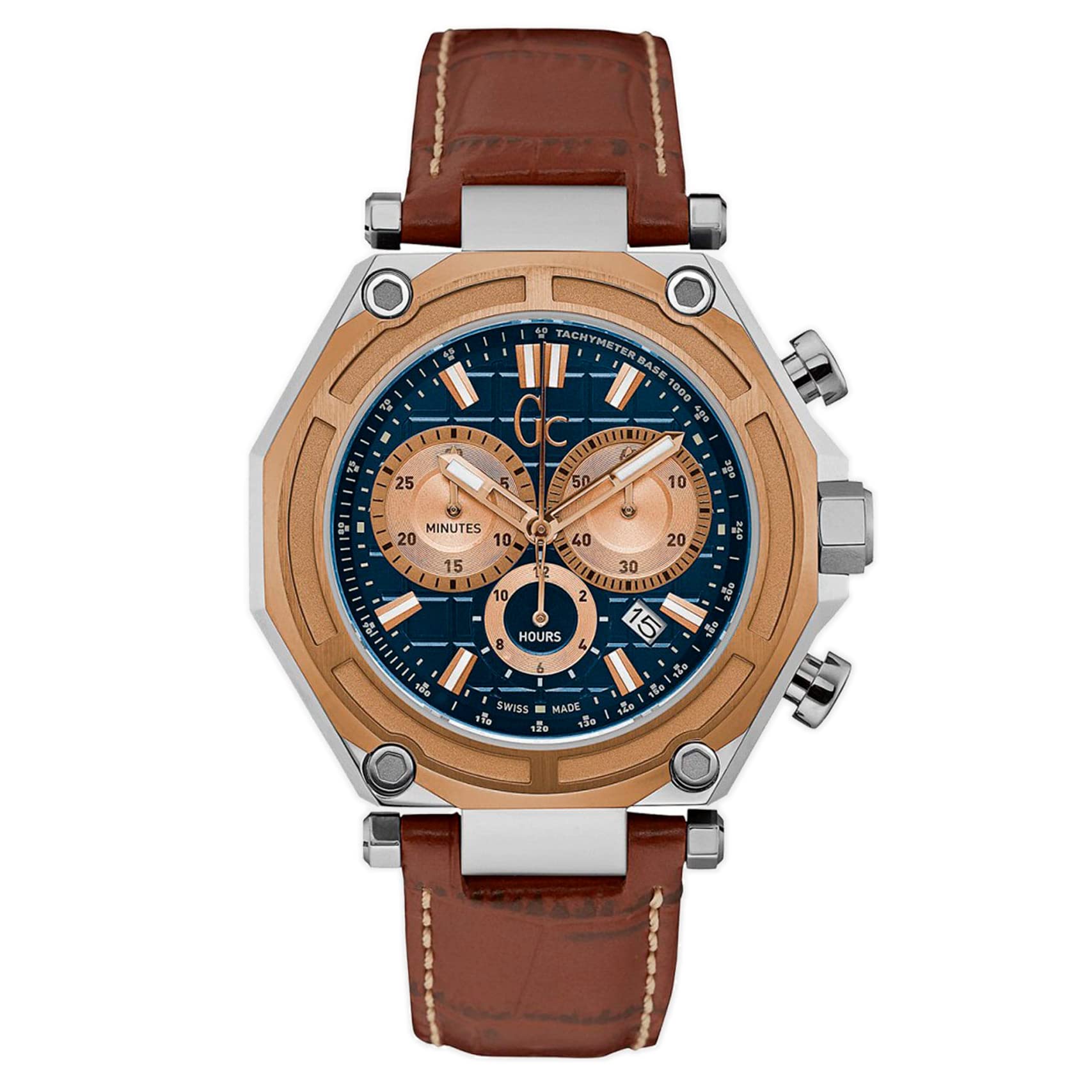 GC Watches Orologio Uomo Analogico-Digitale S0352263, Multicolore, Cassa 44.5mm, Acciaio Inox, Quarzo