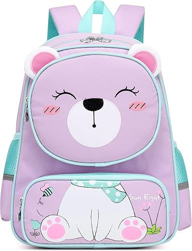Mochila de oso pequeño de 22 litros para niñas de 3 a 9 años impermeable con dibujos animados 3D para niños pequeños y preescolares, bolsa escolar