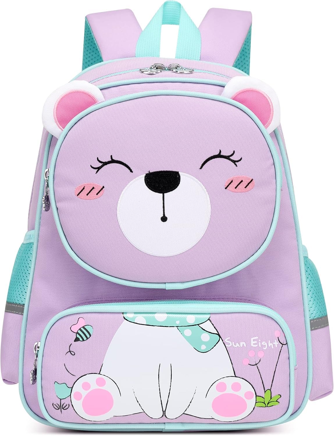 Reqinqin 22L Little Bear Backpack for Girls 2-6 Years:Waterproof 3D Cartoon Toddler & Preschool Bookbag,Large Capacity School Bag for Kindergarten,