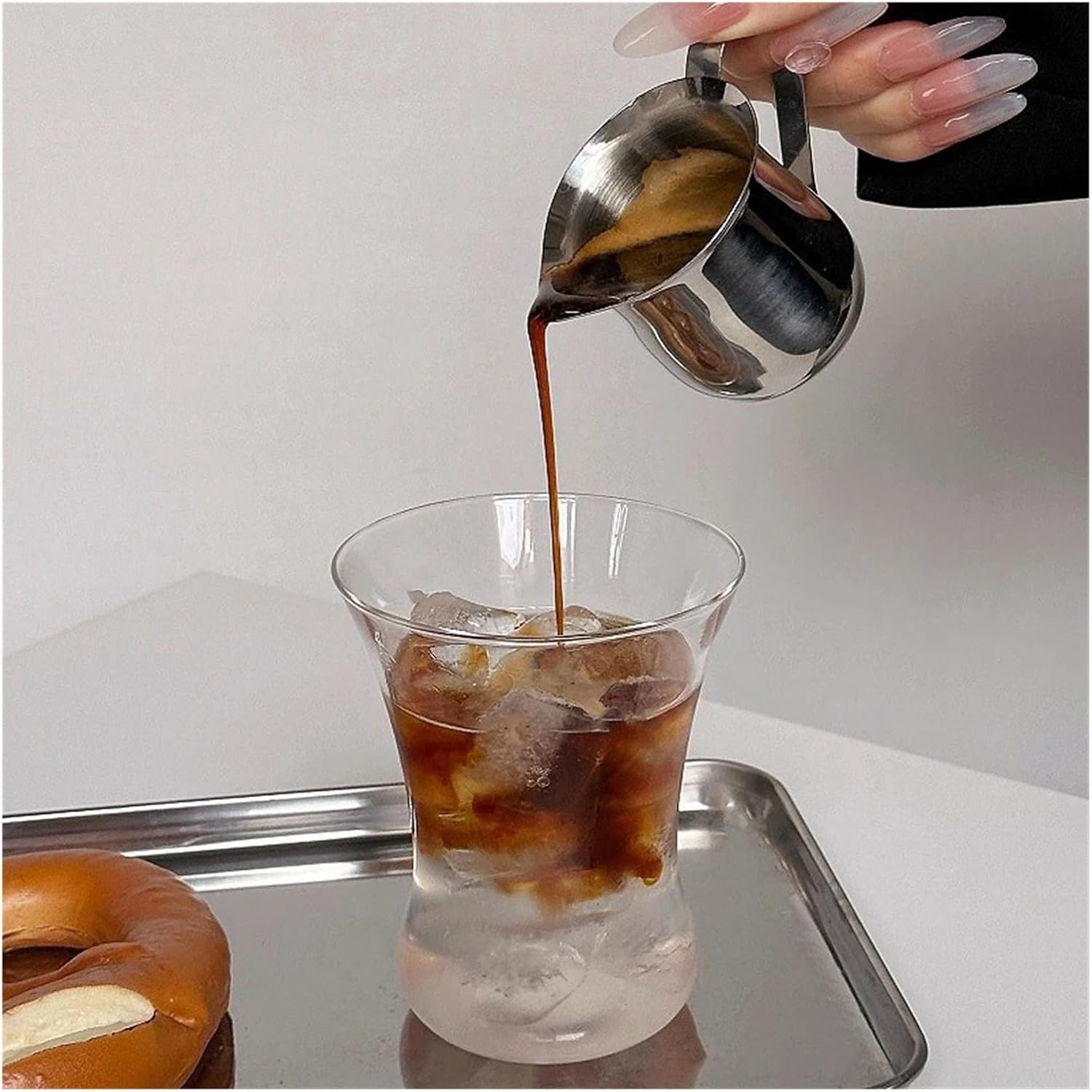 60–240ml Measuring Cup, Stainless Steel Coffee Milk Frothing Pot With Pouring Spout, Kitchen Creamer(90ML)