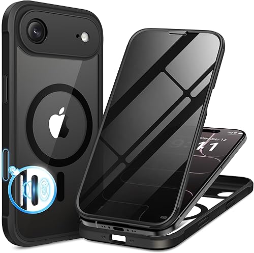 BERFY Funda para iPhone Air, compatible con MagSafe, protector de pantalla de privacidad integrado y protección de cámara, cuerpo completo