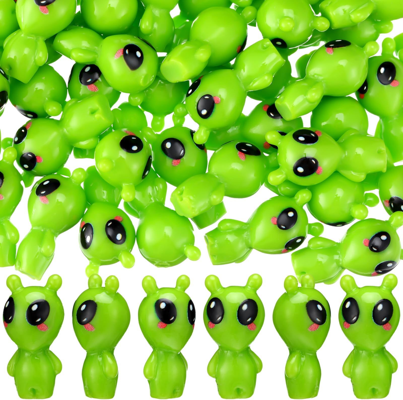 50 Pcs Mini Alien Figures Bulk Resin Small Little Alien Figurine for Space Party Favors Hide and Seek Prank Toy Space Party Birthday Goodie Bag Filler Piñata Stuffer