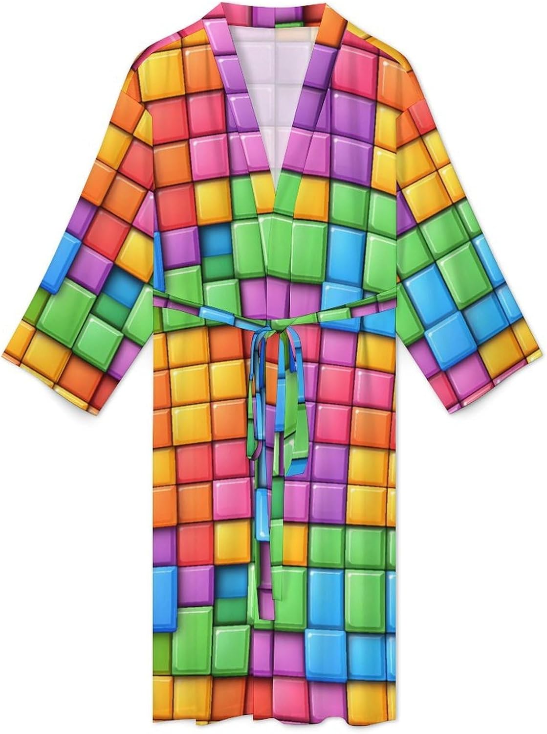 Colorful Brick Mens Robe Long Bathrobe for Women Bath Robes Lightweight Soft Printed Sleepwear