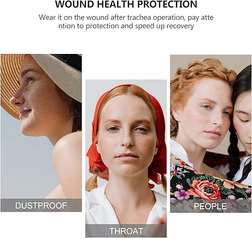 Miniatura 7 de EXCEART 2 piezas de cubierta para el estoma del cuello, protector para el tracho, a prueba de polvo, transpirable, protector para el vendaje de