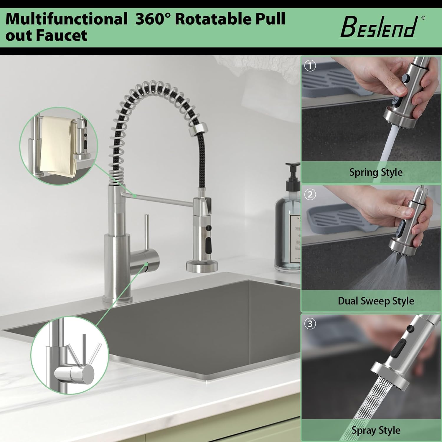 22 Laundry Sink Drop In with Faucet - Beslend 22x22x12 Inch Laundry Utility Sinks 12 Inch Deep Sink Stainless Steel Topmount Sinks 16 Gauge Single Bowl Sink for RV Laundry Room