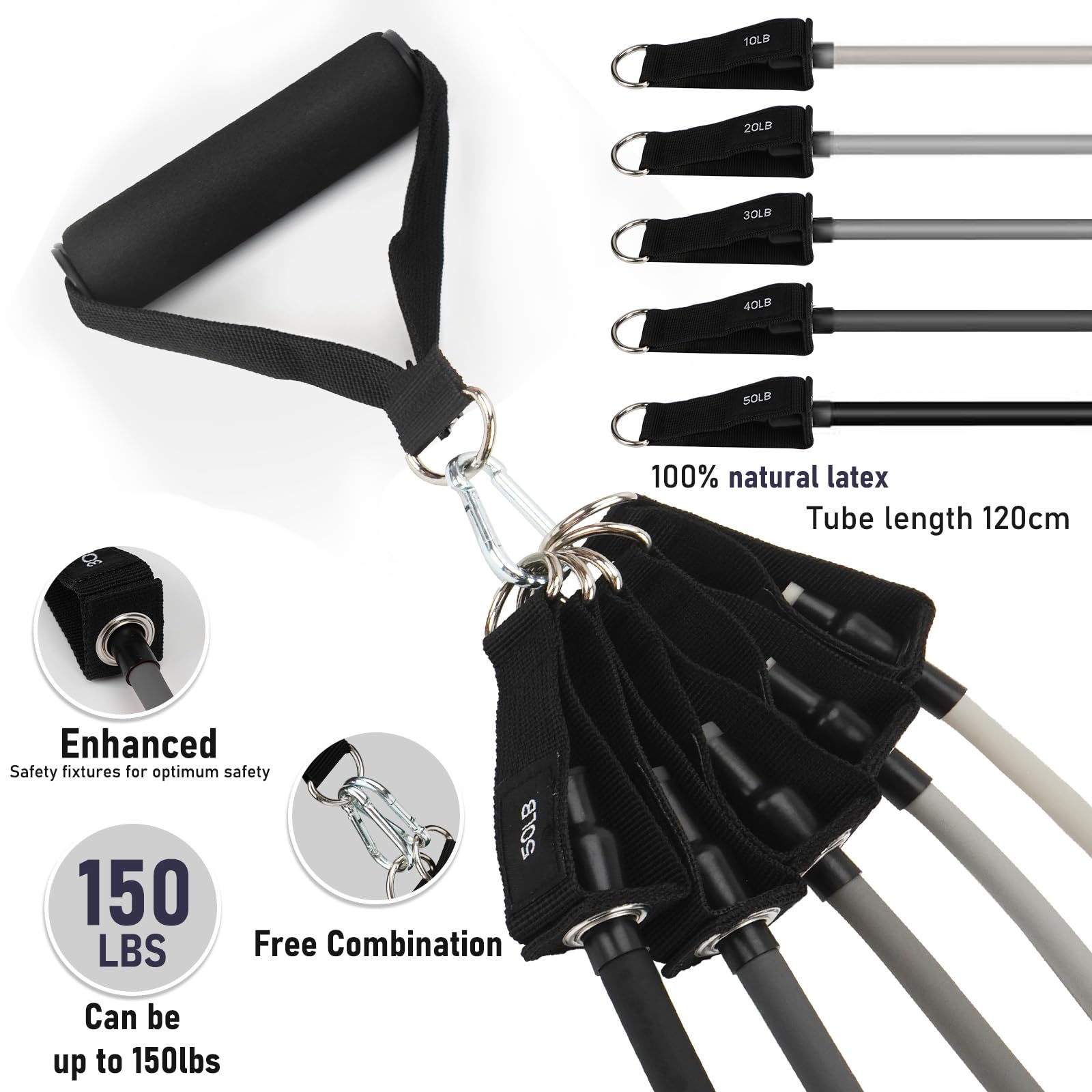 JATEKA Elastici Fitness Elastico Palestra Bande Elastiche Fitness Set Fasce di Resistenza Estensori per Pettorali Uomo per Yoga, Pilates