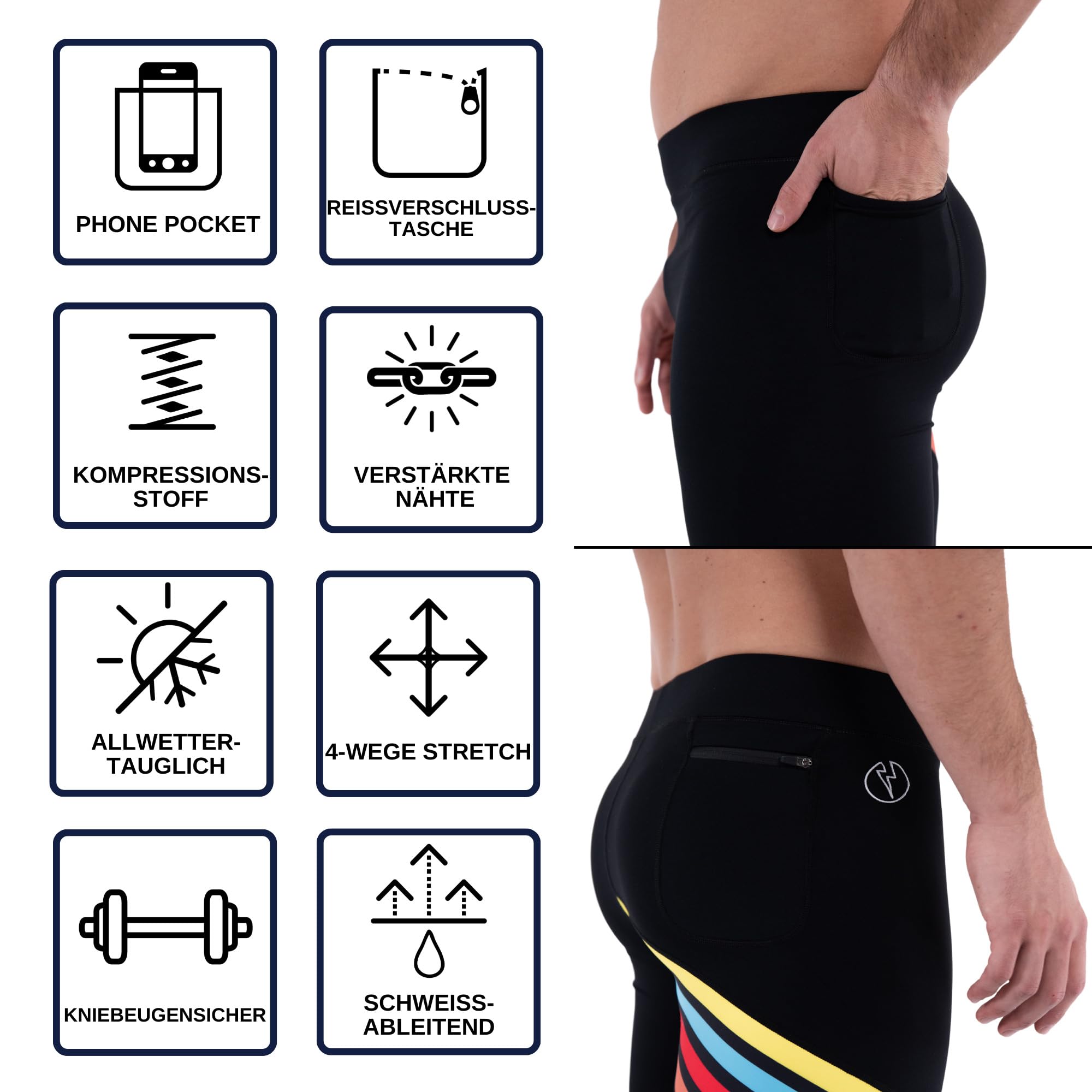 Kapow Meggings Performance Range – Herren Sportleggings mit Taschen: Lang, Perfekt für Sport wie Fitness, Joggen, Yoga, Fußball, Basketball - Lange Kompressionshose, Stylisch & Komfortabel