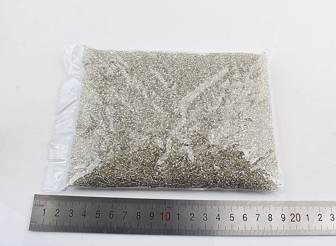 Perlin Rocailles Glasperlen 3 Mm – 450g, Ca. 15000 Stück, Rosa (Innen Farbe)
