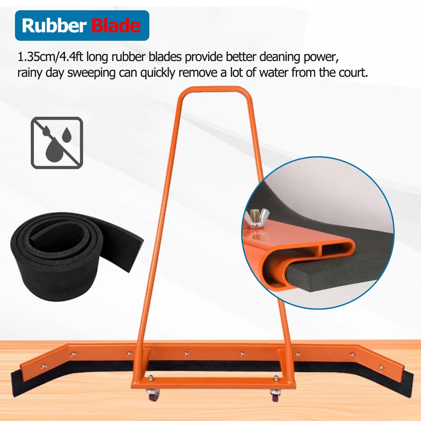 Escobilla de goma pista de tenis Pro Escoba De Goma Para Pista De Tenis, Aluminio Muy Resistente Escoba Secadora Para Pista De Tenis/ Escobilla De Goma Para Quitar El Agua Del Suelo Barredora Con Rued