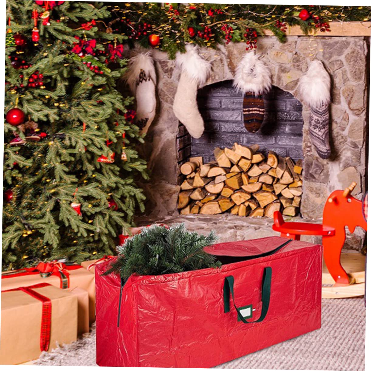 Alipis Christmas Tree Storage Bag Zippered Organizer for Artificial Trees Oversized Household Bag with Carry Handles for Seasonal and Dust