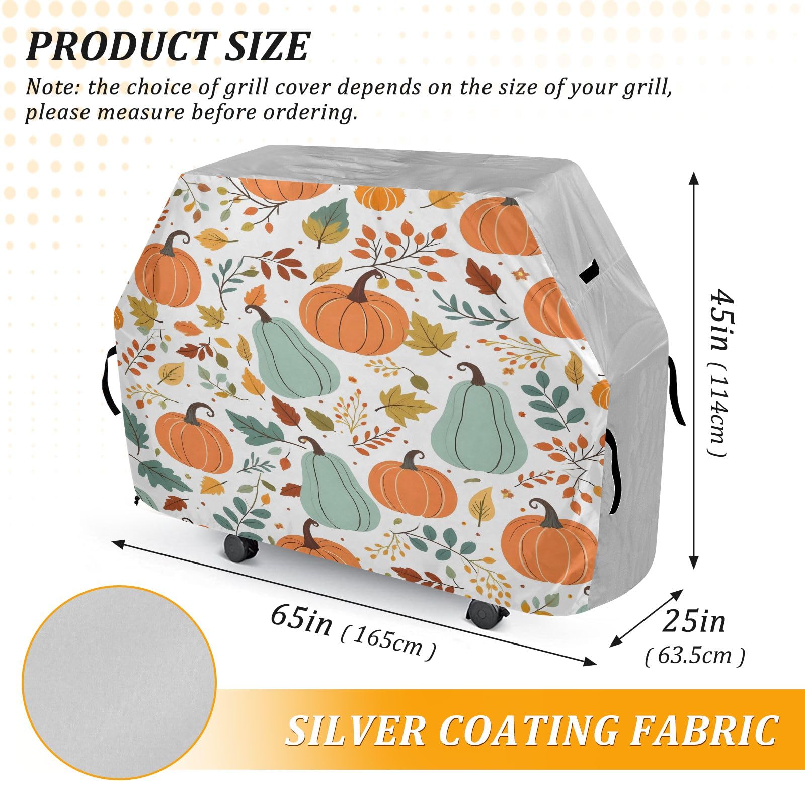 Copertura per barbecue di alta qualità, impermeabile, resistente allo sbiadimento, resistente, adatta per griglie fino a 25 cm di larghezza, motivo zucca bohémien