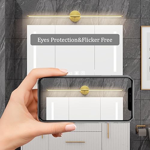 Miniatura 4 de Moderna lámpara de tocador dorada de 40 pulgadas, 5000 K, luz de baño cableada sobre espejo giratorio de 360 (luz blanca)