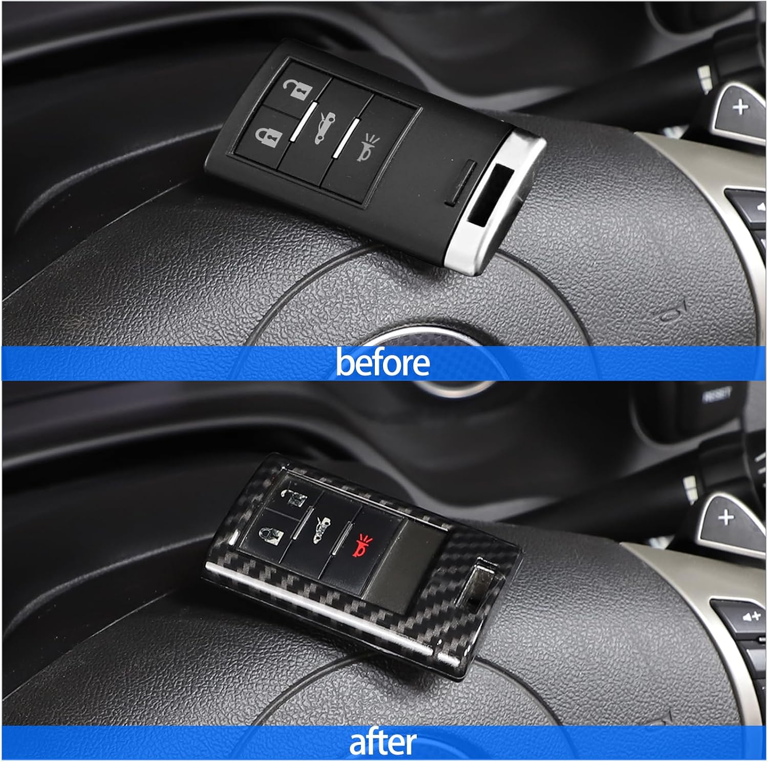 Key Fob Cover for Chevrolet Corvette C6 C7 2005-2019 Accessories, Key Fob Protector, Car Remote Control Key Shell Case, Smart Car Remote Key Fob Case, ABS (1PC_Carbon Fiber) image 4