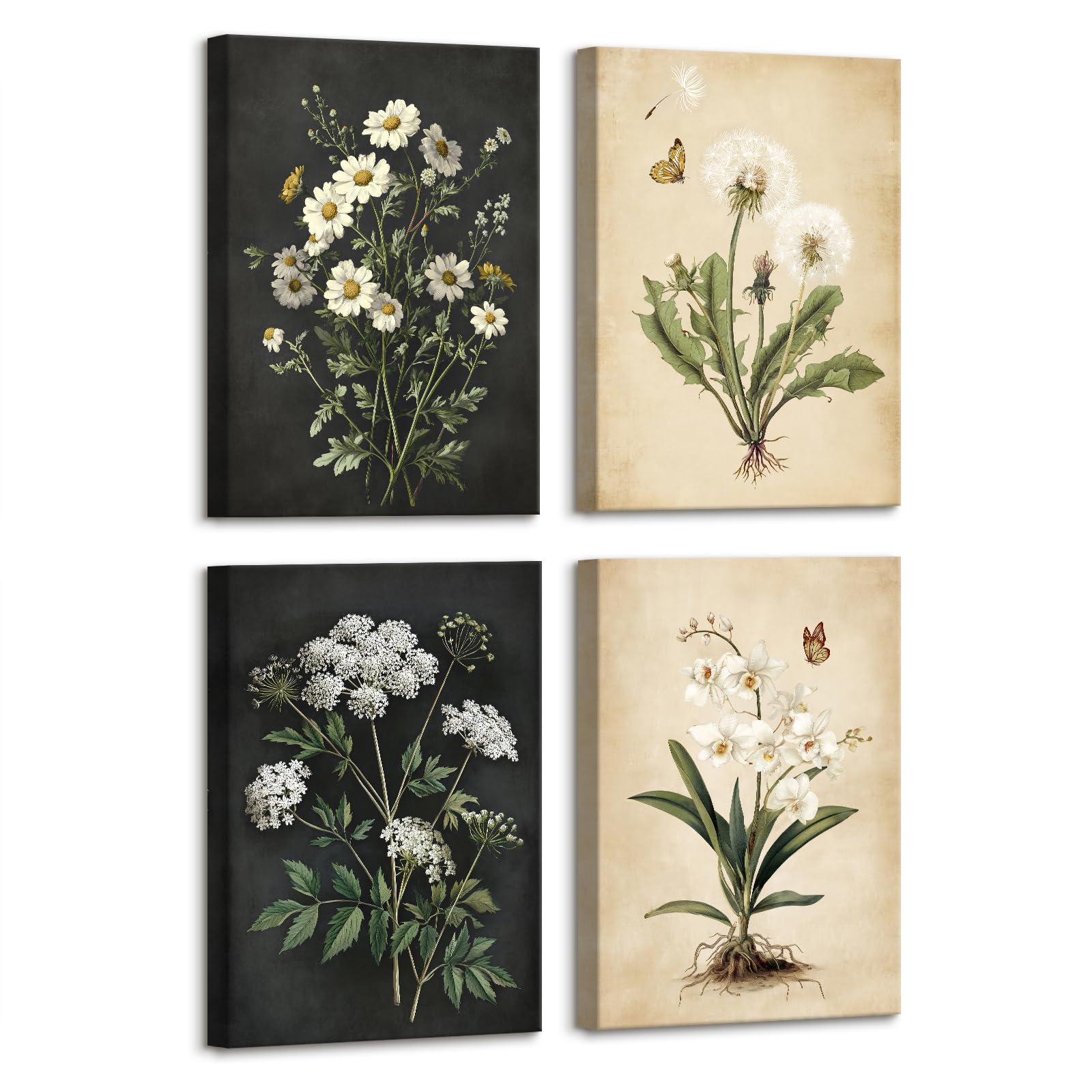 Cadre en bois rustique avec toile florale rétro de qualité supérieure - 7