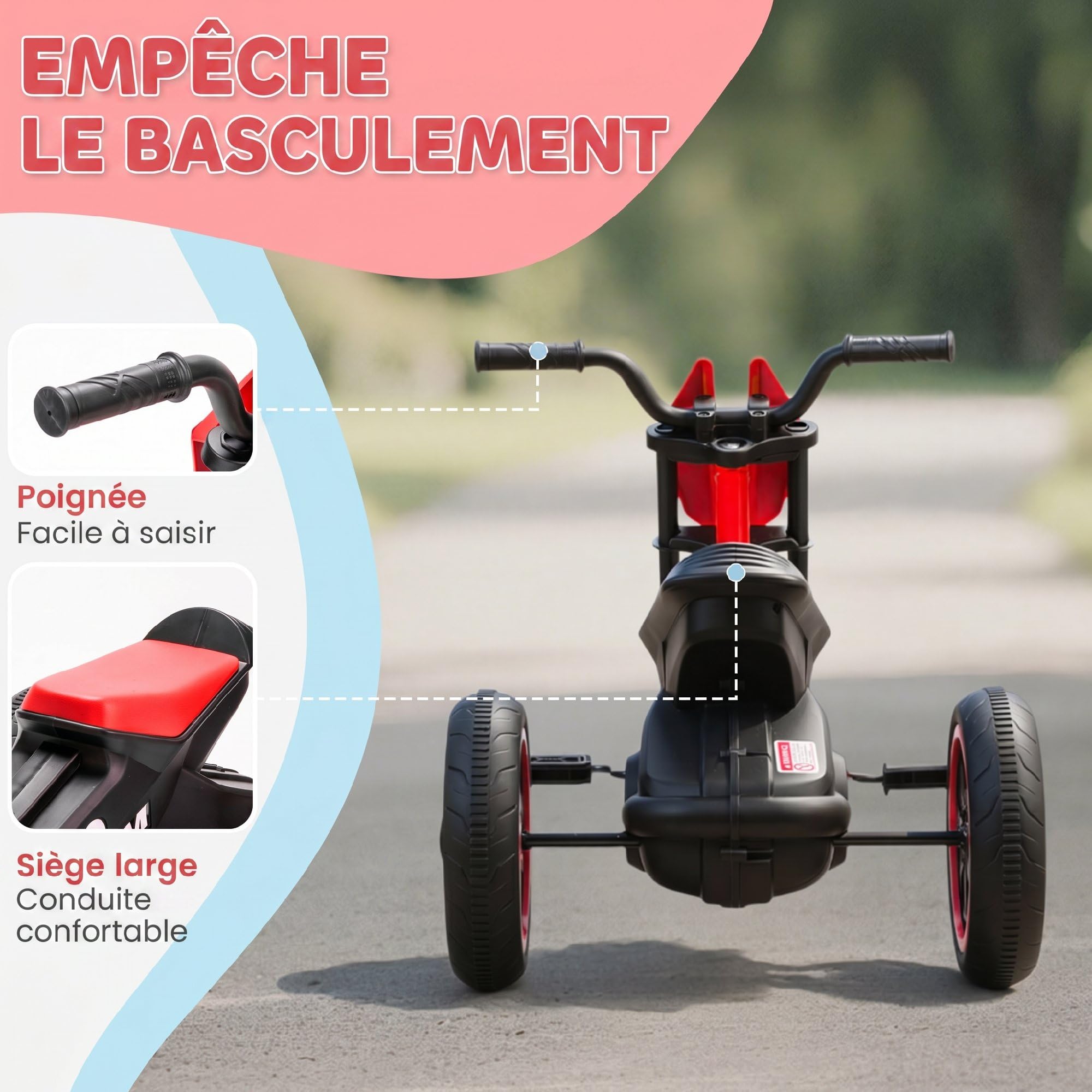 AIYAPLAY Triciclo per Bambini e Neonati con Pedali, Età 18-36 Mesi, Rosso | Per ragazzi e ragazze, Triciclo equilibrante a 3 ruote per bambini piccoli, uso interno ed esterno