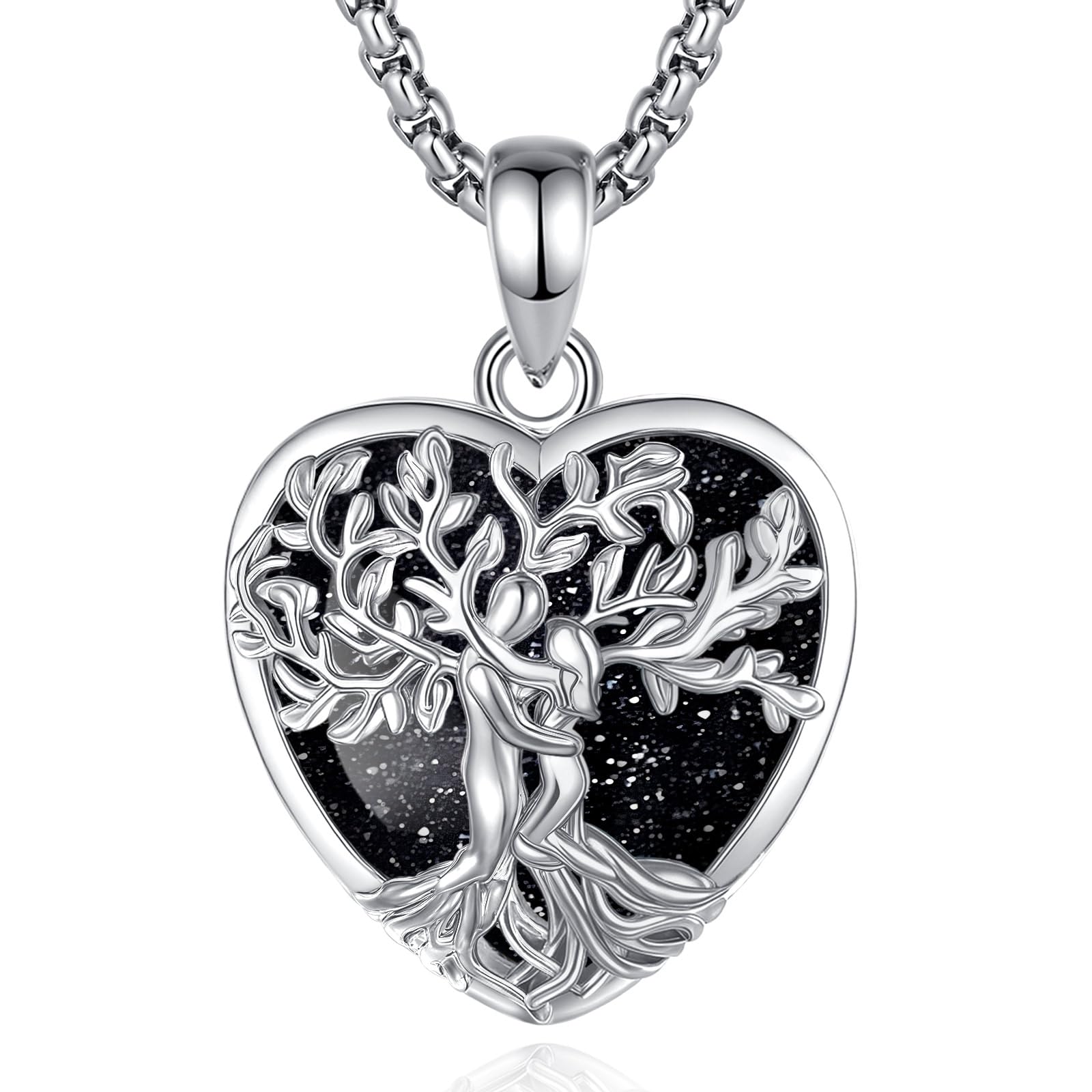 INFUSEU Keltische Wolfs Kette, 925 Sterling Silber Mond Abal