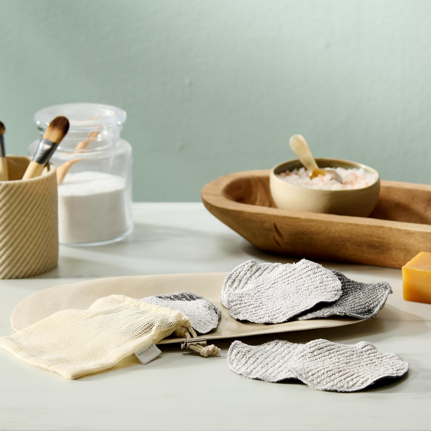 Wellbe Reusable Face Pads 7 Pc, Washable Charcoal Cotton Rounds, White