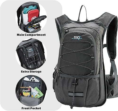 Miniatura 7 de Mochila de hidratación aislada con vejiga libre de BPA de 2 litros, mantiene el líquido fresco hasta 5 horas, para correr, senderismo, ciclismo,