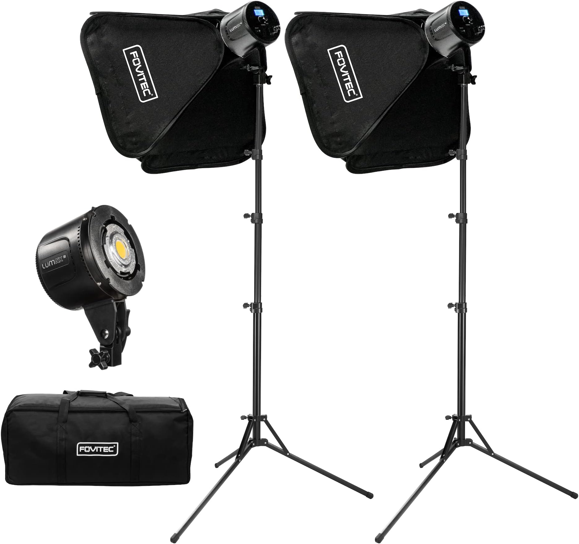 Fovitec LumNX 80W LED Daylight 2 Head Softbox Lighting Kit for Photography Lighting or Video Light